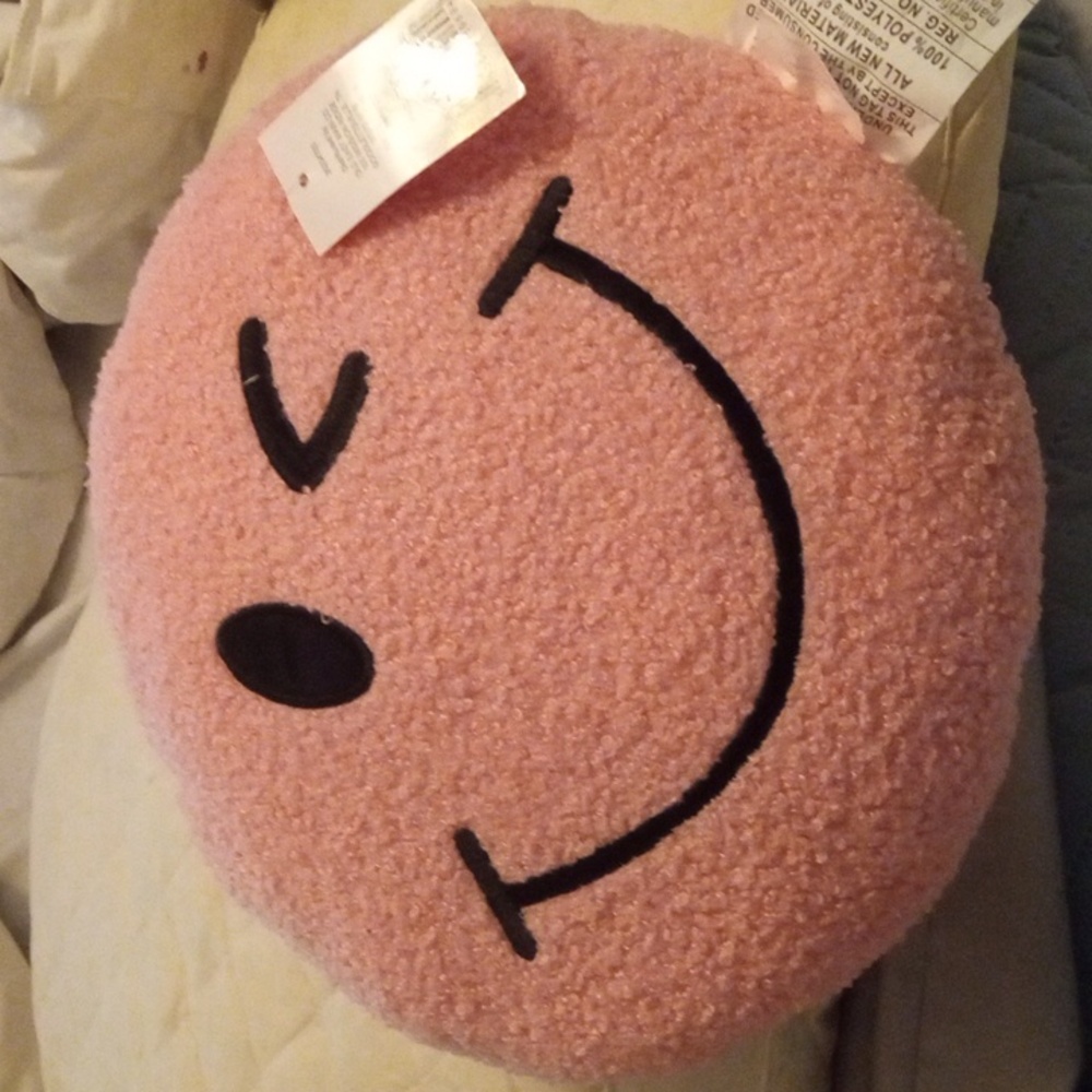 NWT Smiley face squishy pillow